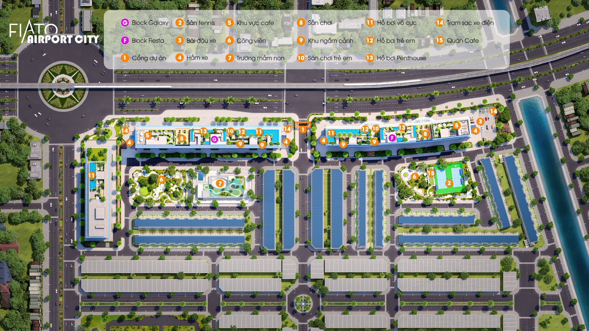 Tiện ích hồ bơi vô cực tầng 16 tháp căn hộ Fiato Airport City Nhơn Trạch