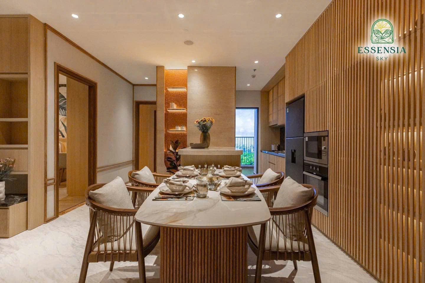 Thiết kế khu vực bàn ăn và không gian bếp hiện đại Essensia Sky