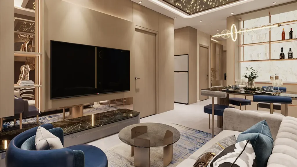 Không gian bếp và bàn ăn ấm cúng trong căn hộ mẫu A&K Tower