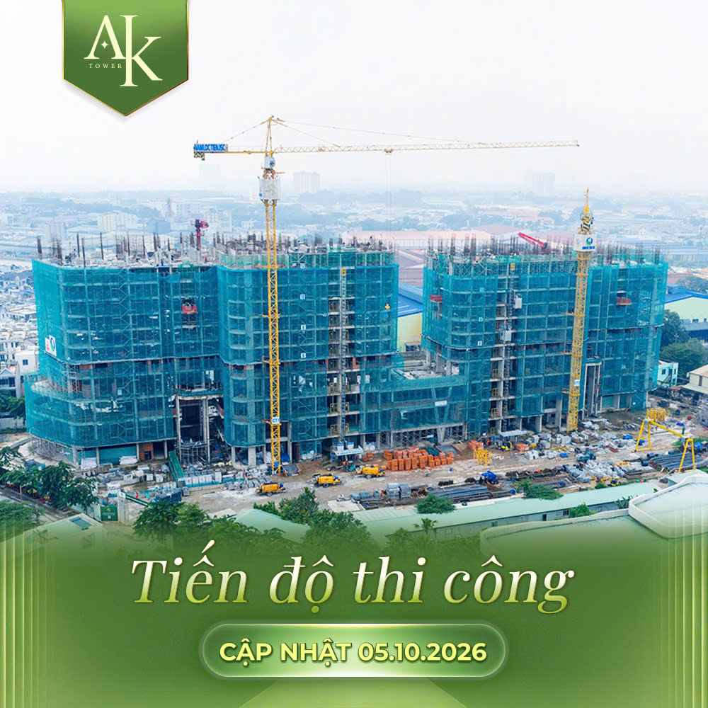 Hình ảnh thực tế tiến độ thi công công trường dự án A&K Tower Thuận An 05-10-2026